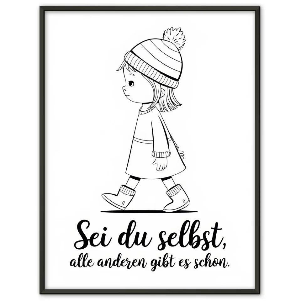 monochromes poster madchen in bewegung mit inspirierendem spruch Spruchbilder Poster 1