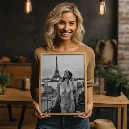 Poster Eiffelturm Frau in Dessous Paris 2