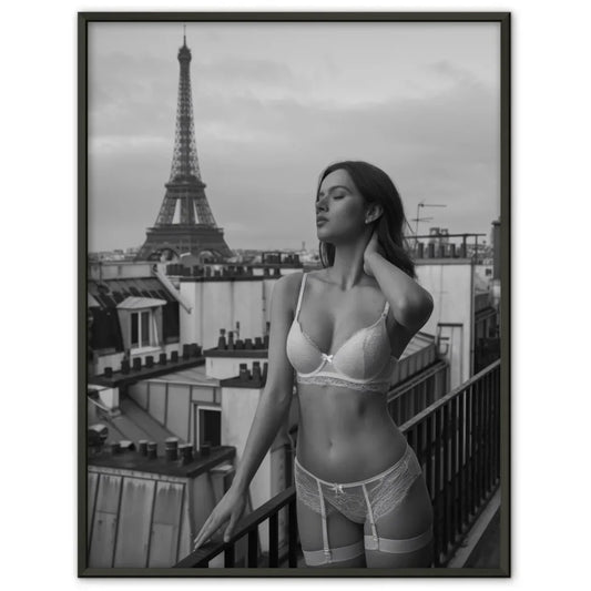 poster romantisches paris mit frau und eiffelturm Model Bilder Poster 1