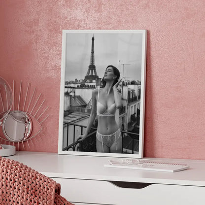 Poster Eiffelturm Frau in Dessous Paris 5
