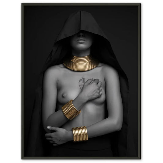 Monochromes Poster mit geheimnisvoller Frau 1