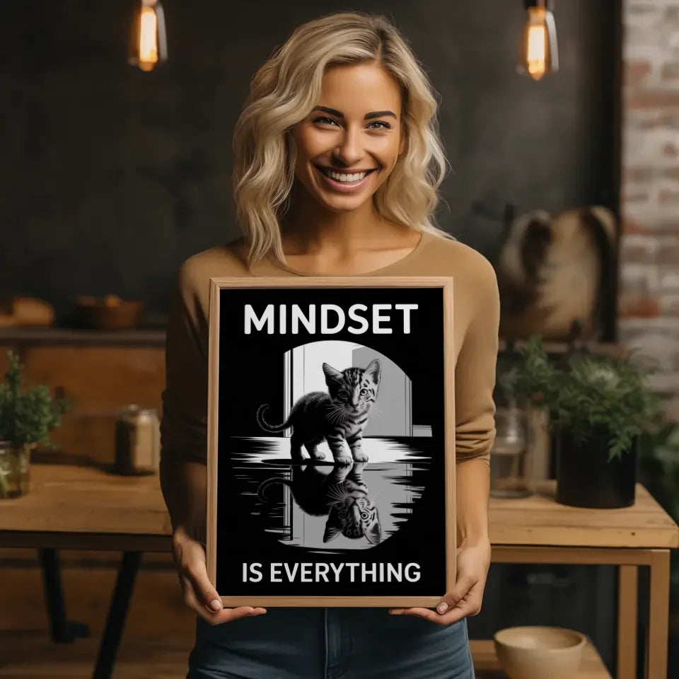 Poster Kätzchen mit Mindset Spruch Motiv