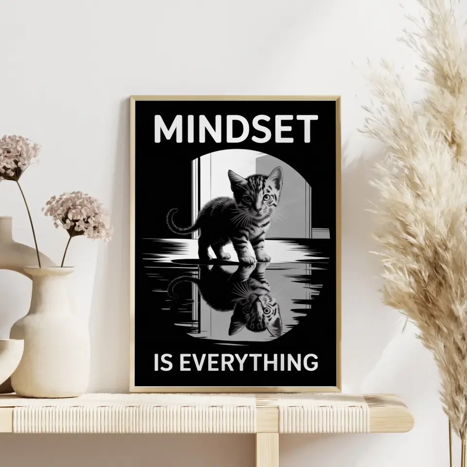 Poster Kätzchen mit Mindset Spruch Motiv