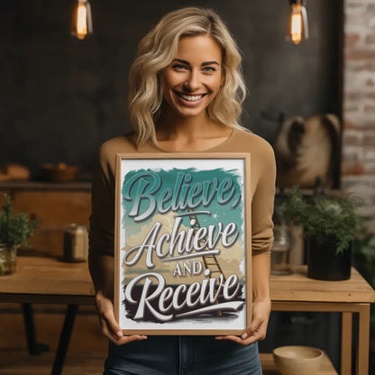 Inspirierendes Poster mit Motivationsspruch und Himmelselementen 2