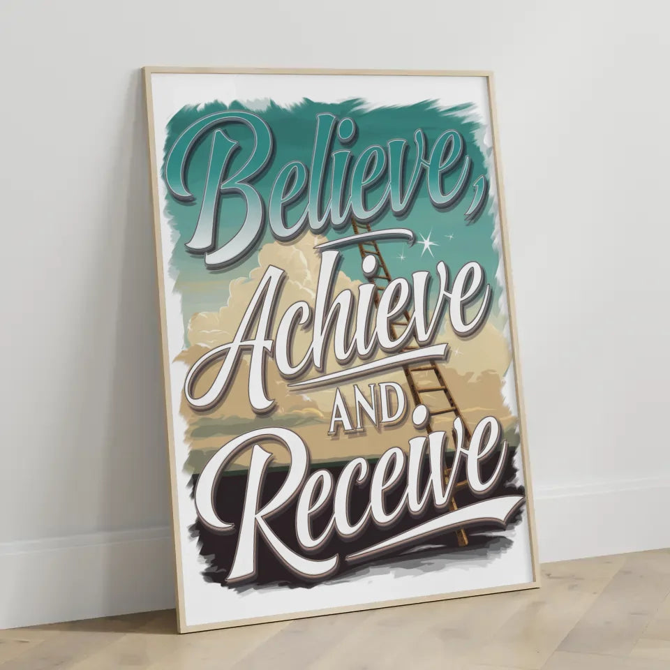 Inspirierendes Poster mit Motivationsspruch und Himmelselementen 3