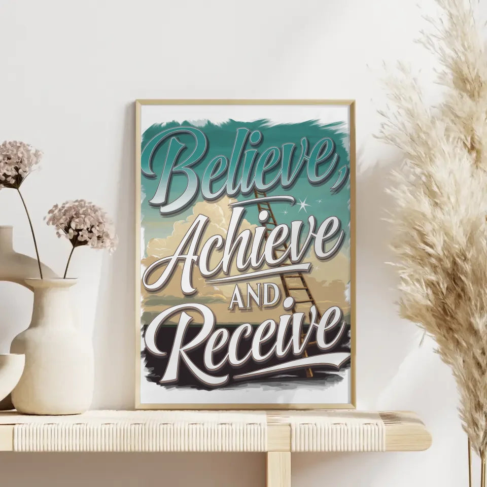 Inspirierendes Poster mit Motivationsspruch und Himmelselementen 4