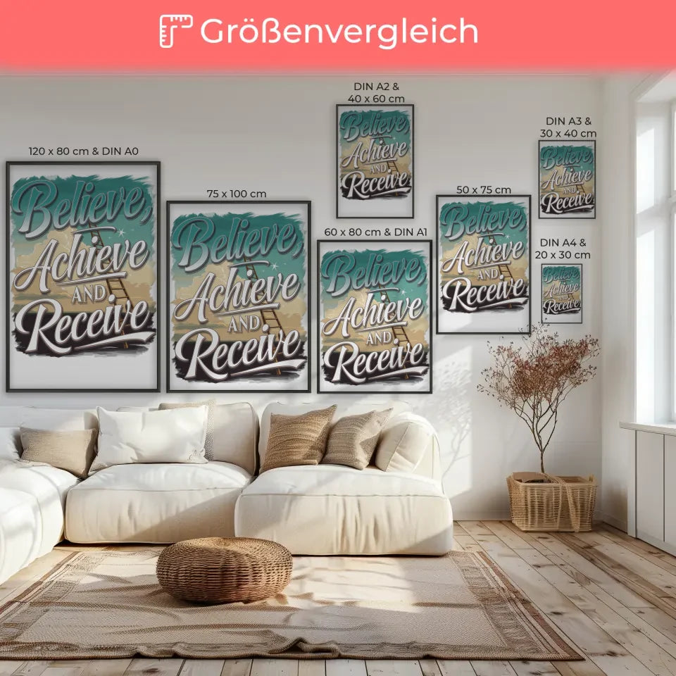 Inspirierendes Poster mit Motivationsspruch und Himmelselementen 7
