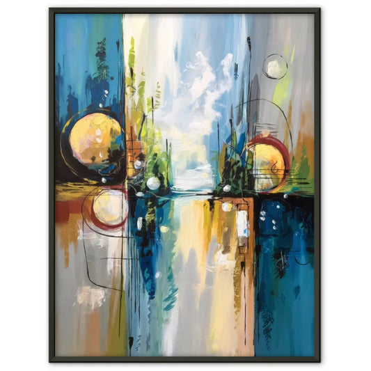 Abstraktes Poster mit Bäumen und geometrischen Formen 1