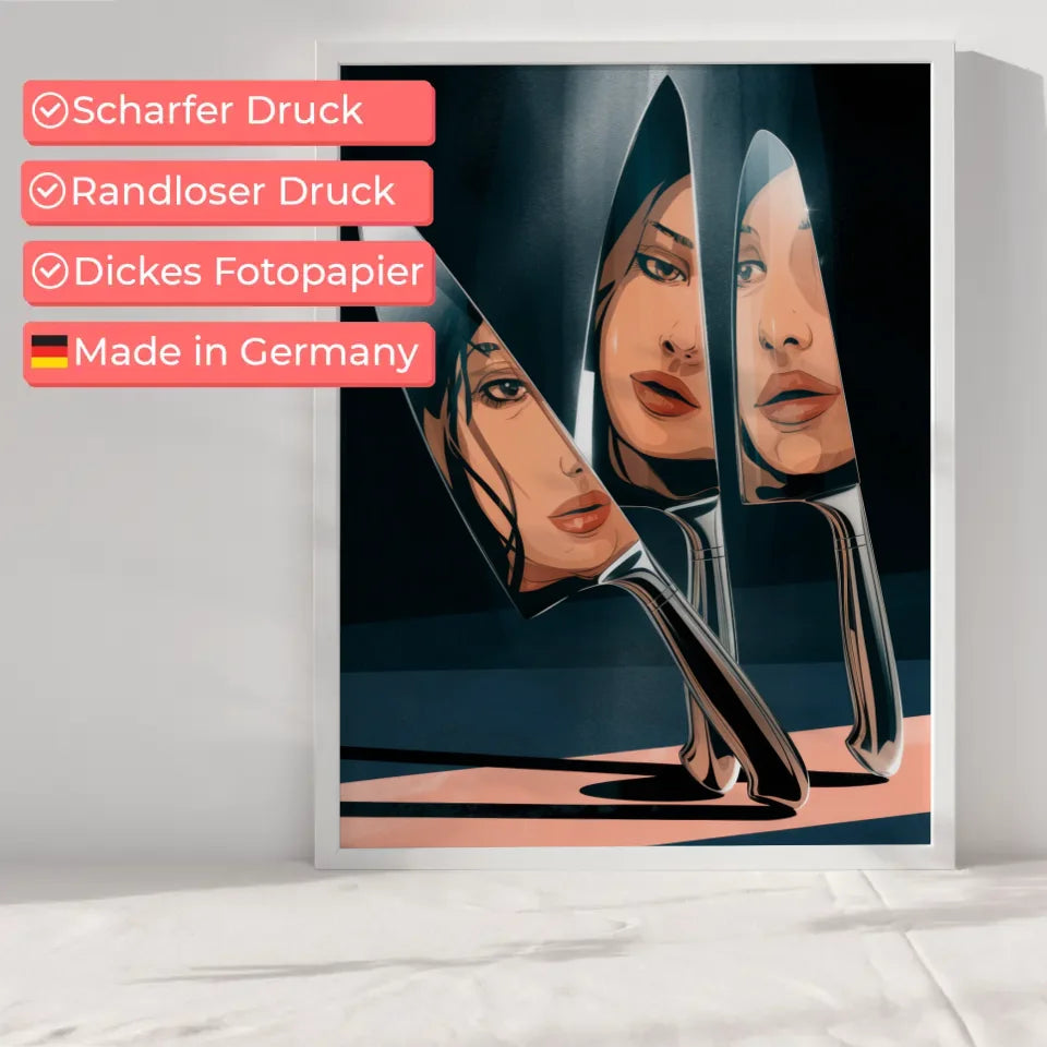 Geheimnisvolles Poster mit Küchenmessern und Gesicht 6