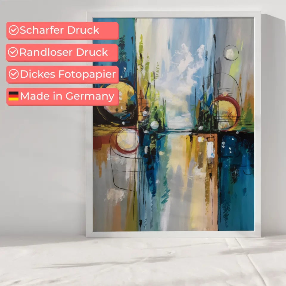 Abstraktes Poster mit Bäumen und geometrischen Formen 6