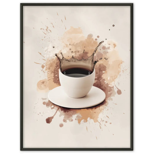 Poster mit abstrakter Kunst und Keramiktasse in Beige