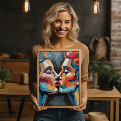 Abstraktes Poster mit Gesichtern in lebendigen Farben für dein Zuhause 2