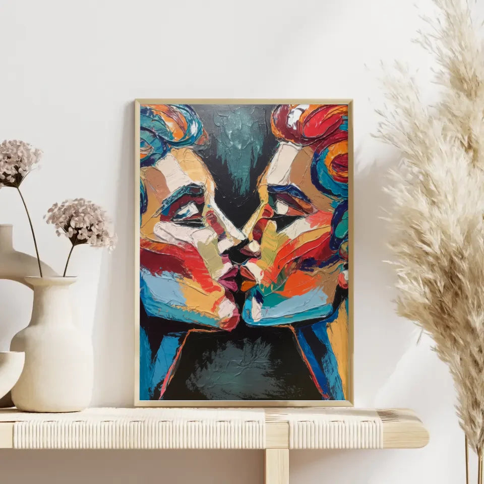 Abstraktes Poster mit Gesichtern in lebendigen Farben für dein Zuhause 4