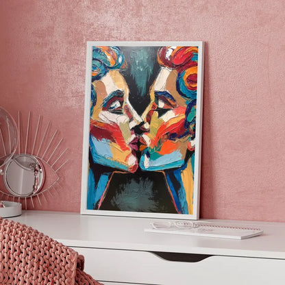 Abstraktes Poster mit Gesichtern in lebendigen Farben für dein Zuhause 5