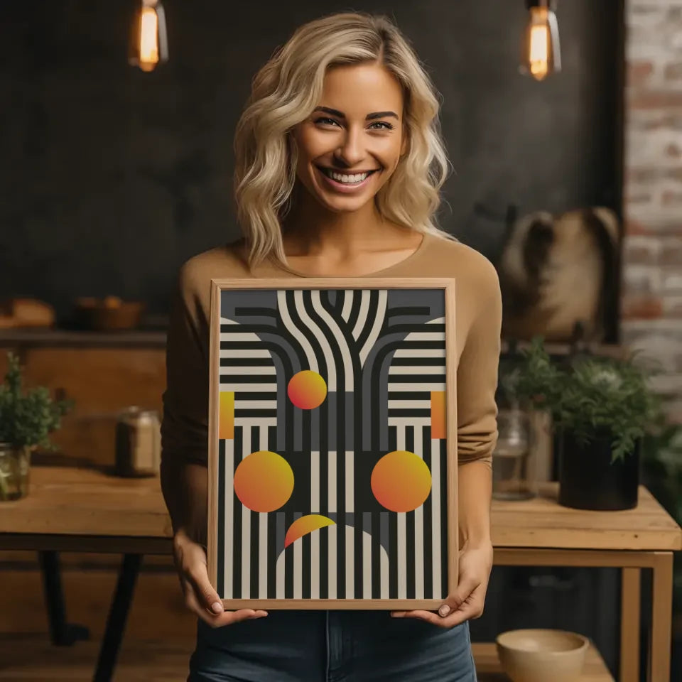 Abstraktes Poster Schwarz Weiß Geometrisches Design Modern 2