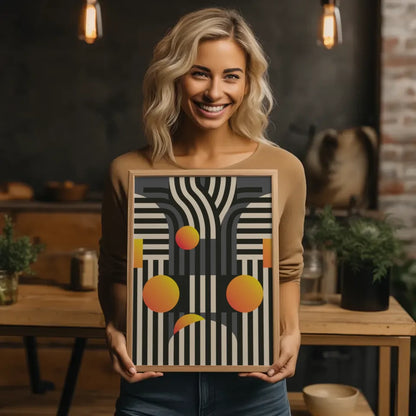 Abstraktes Poster Schwarz Weiß Geometrisches Design Modern 2