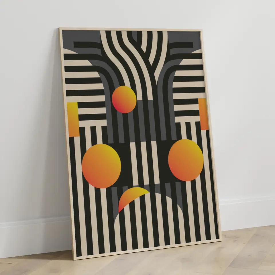 Abstraktes Poster Schwarz Weiß Geometrisches Design Modern 3