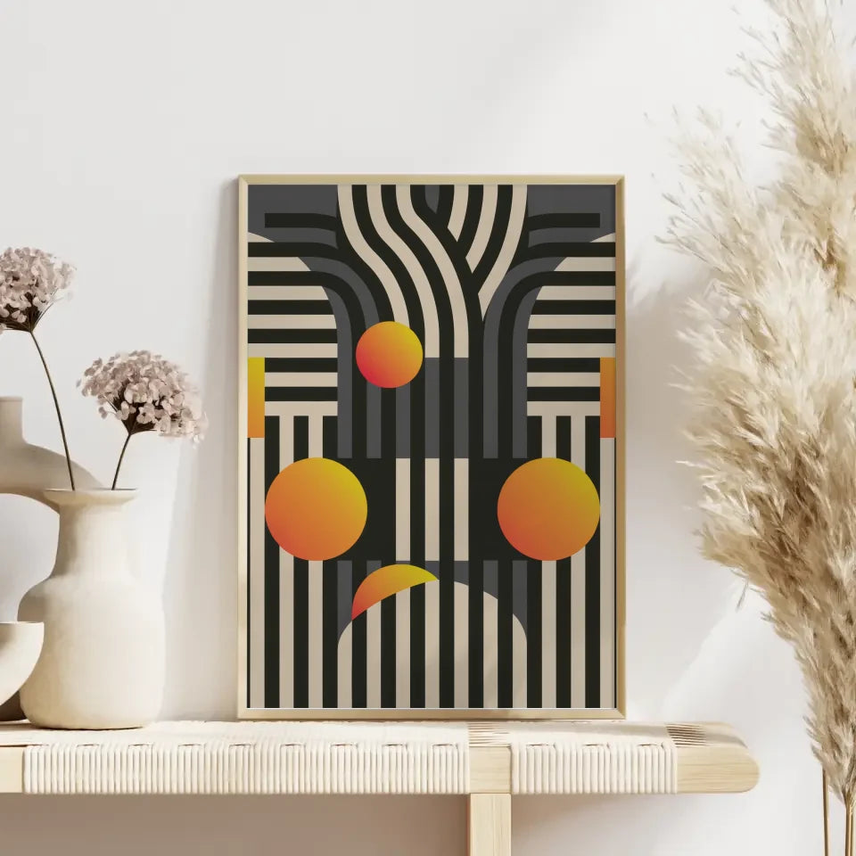 Abstraktes Poster Schwarz Weiß Geometrisches Design Modern 4