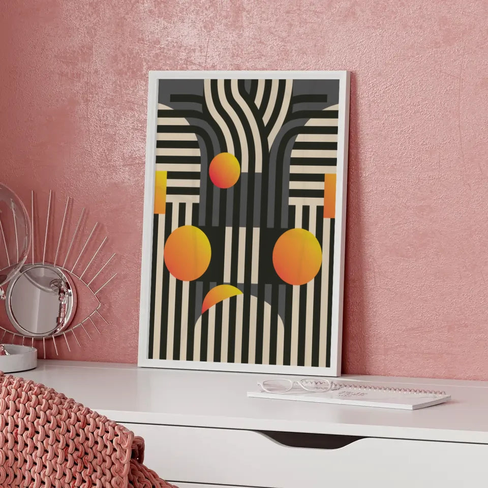 Abstraktes Poster Schwarz Weiß Geometrisches Design Modern 5