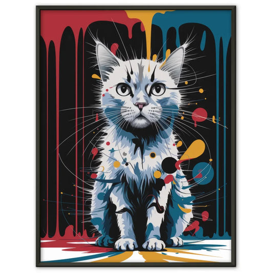 Abstrakte Katze Poster mit leuchtenden Farben und Formen 1