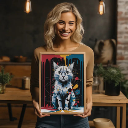 Abstrakte Katze Poster mit leuchtenden Farben und Formen 2