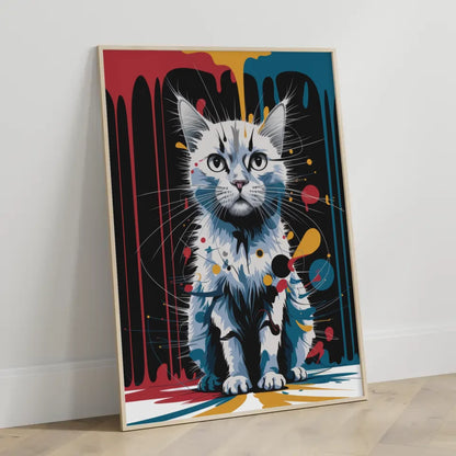 Abstrakte Katze Poster mit leuchtenden Farben und Formen 3