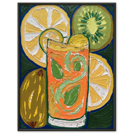 Abstraktes Poster Getränk mit Zitrone und Kiwi 1