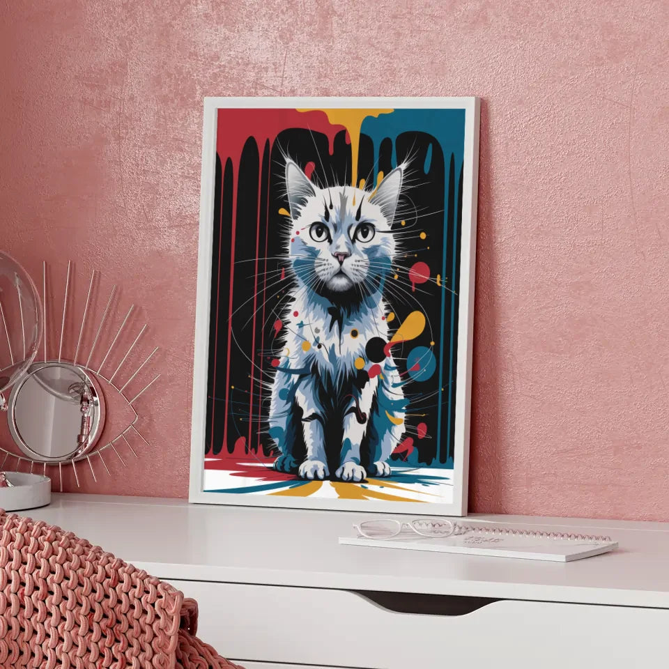 Abstrakte Katze Poster mit leuchtenden Farben und Formen 5