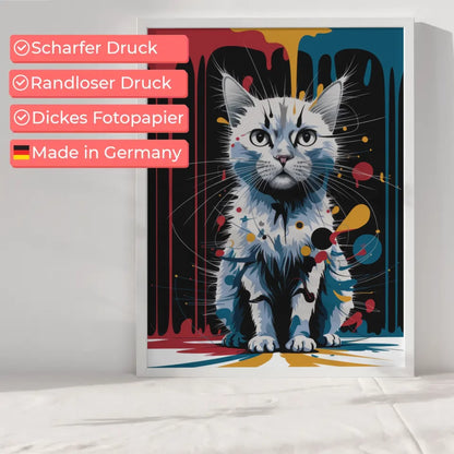 Abstrakte Katze Poster mit leuchtenden Farben und Formen 6