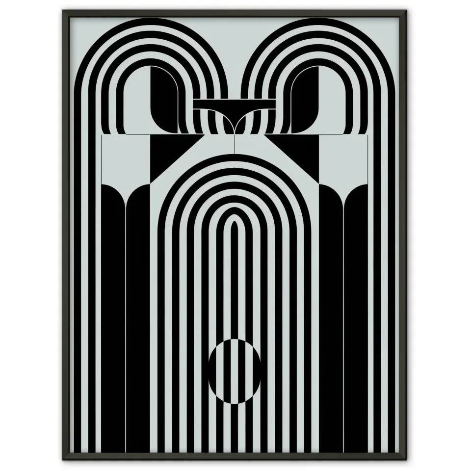 Modernes abstraktes Poster in Schwarz-Weiß mit geometrischen Formen 1