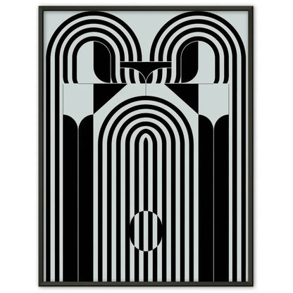 Modernes abstraktes Poster in Schwarz-Weiß mit geometrischen Formen 1