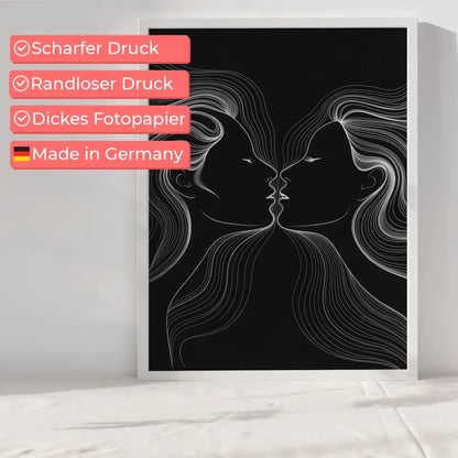 Abstrakter Poster von Küssenden Profilen mit dynamischen Konturlinien 6