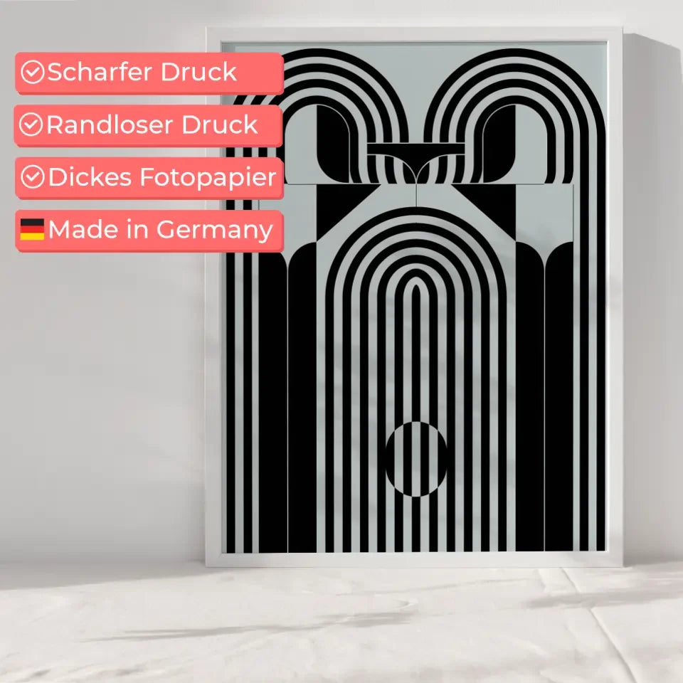 Modernes abstraktes Poster in Schwarz-Weiß mit geometrischen Formen 6