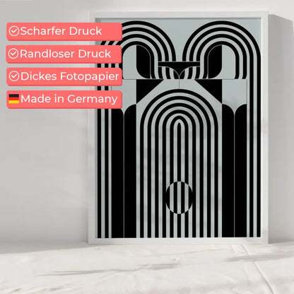 Modernes abstraktes Poster in Schwarz-Weiß mit geometrischen Formen 6