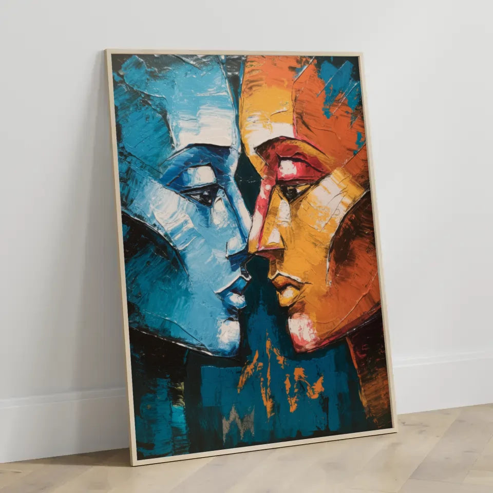 Abstrakte Poster mit zwei Gesichtern in Farbe 3