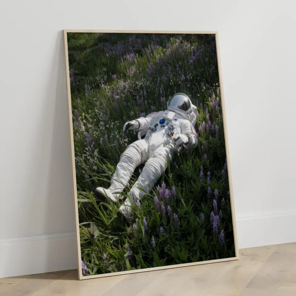 Astronaut Poster auf grüner Wiese mit Blumen für jeden Raum 3