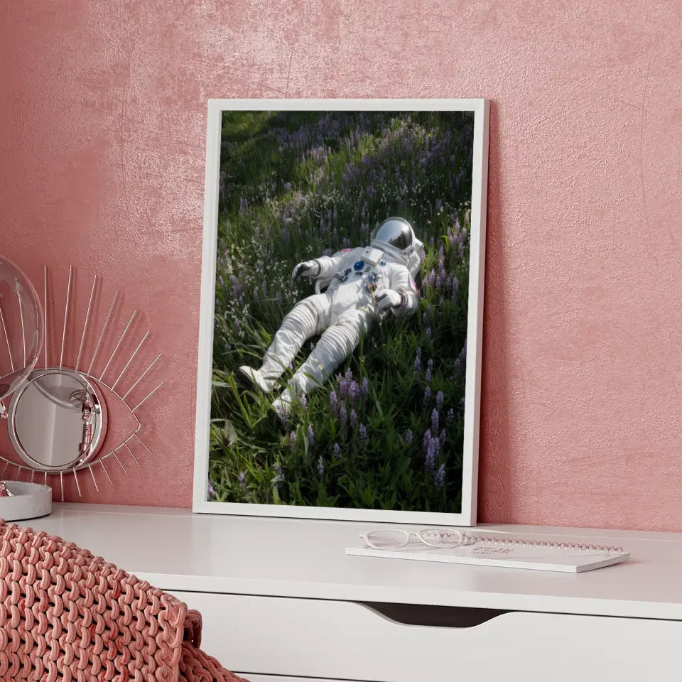 Astronaut Poster auf grüner Wiese mit Blumen für jeden Raum 5