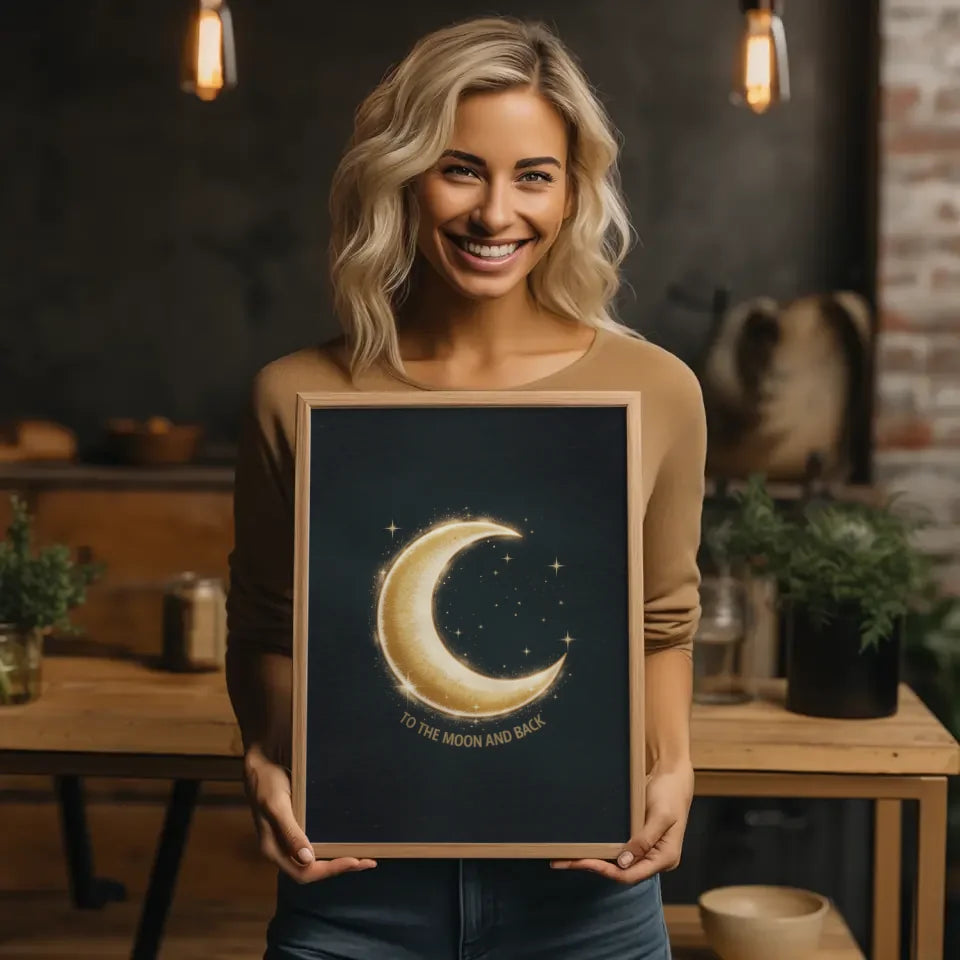 Mondsichel Poster mit magischem Licht und Sternen für Traumliebhaber 2