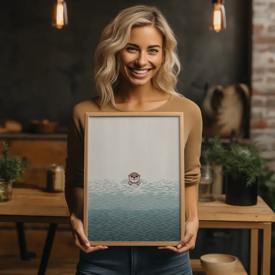 Charming Poster mit niedlichem Otter auf Wasser 2
