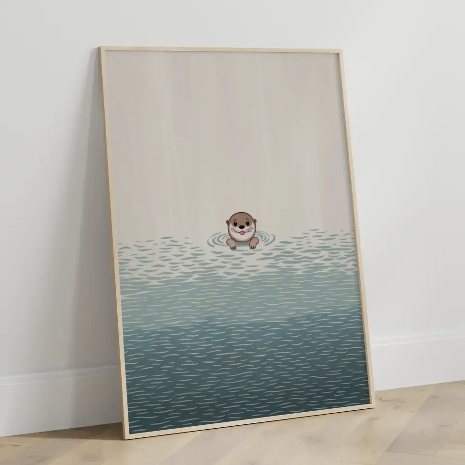 Charming Poster mit niedlichem Otter auf Wasser 3