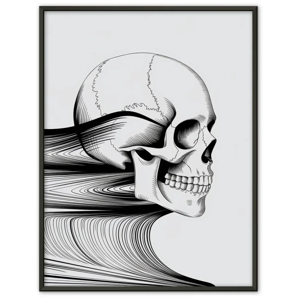 Minimalistisches Poster Schädel mit Linienmuster 1