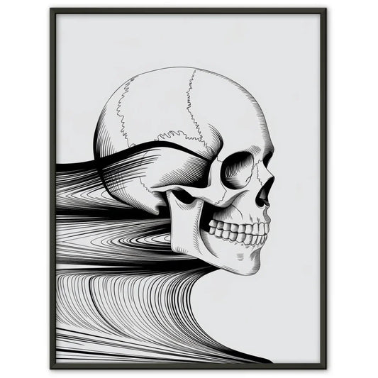 Minimalistisches Poster Schädel mit Linienmuster 1