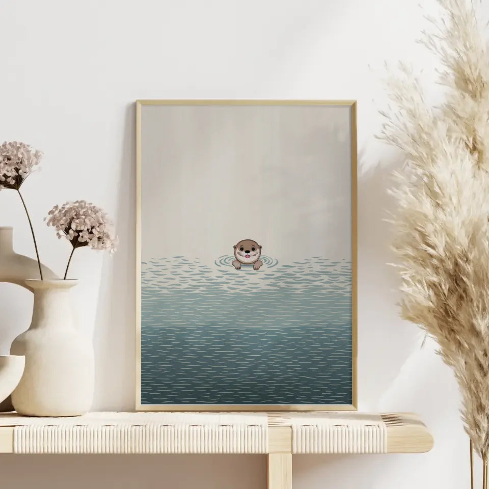 Charming Poster mit niedlichem Otter auf Wasser 4