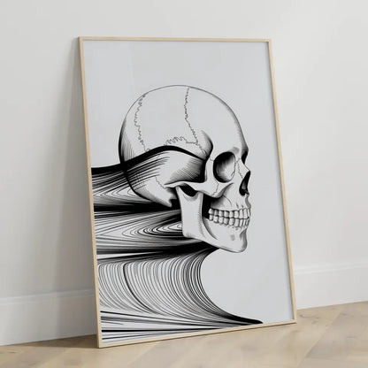Minimalistisches Poster Schädel mit Linienmuster 3