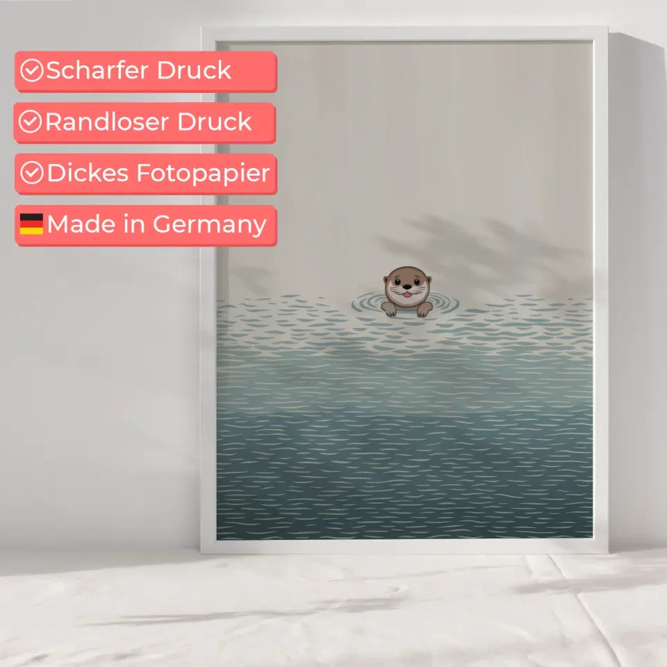 Charming Poster mit niedlichem Otter auf Wasser 6