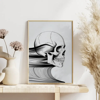 Minimalistisches Poster Schädel mit Linienmuster 4