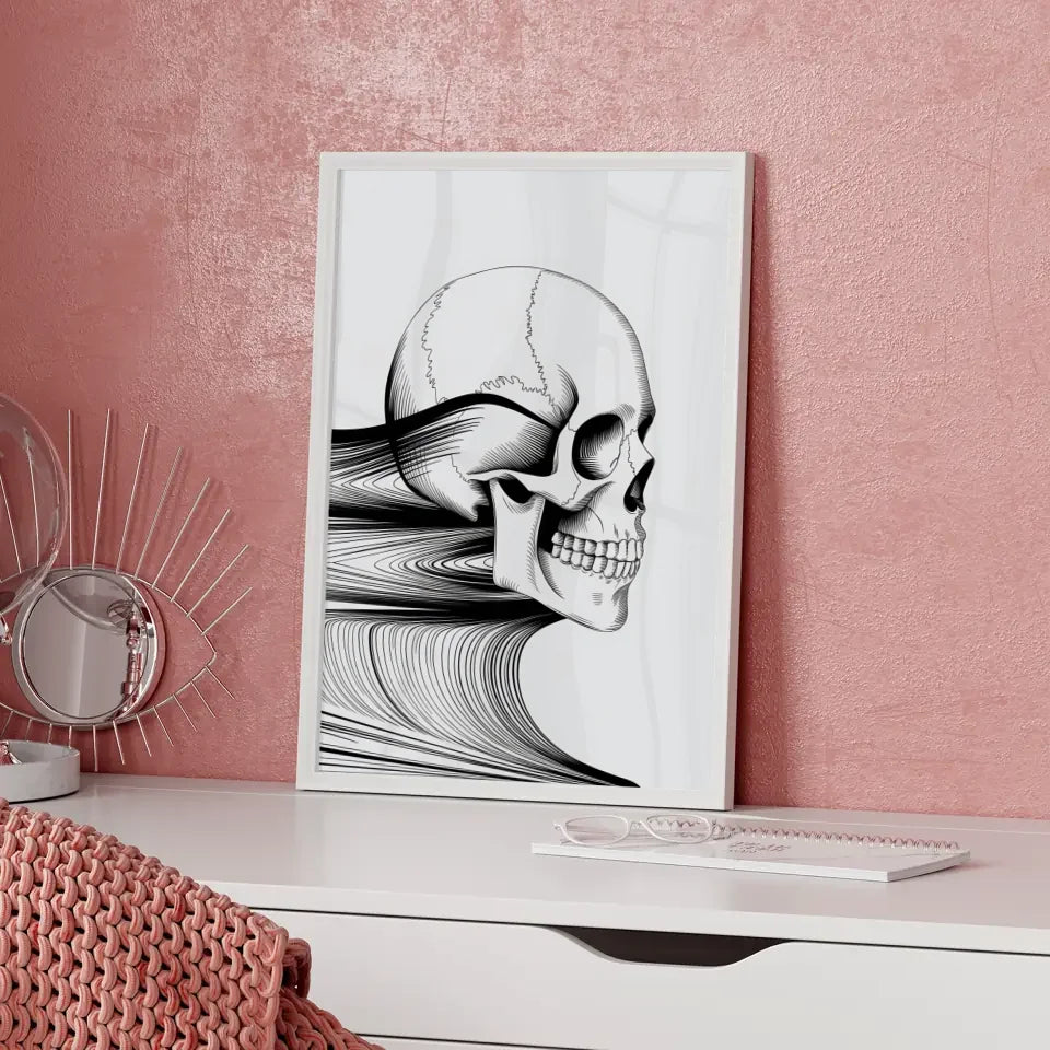 Minimalistisches Poster Schädel mit Linienmuster 5