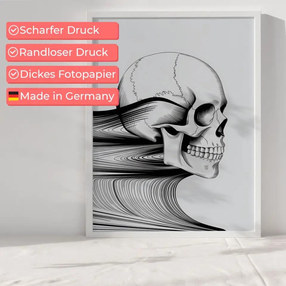 Minimalistisches Poster Schädel mit Linienmuster 6