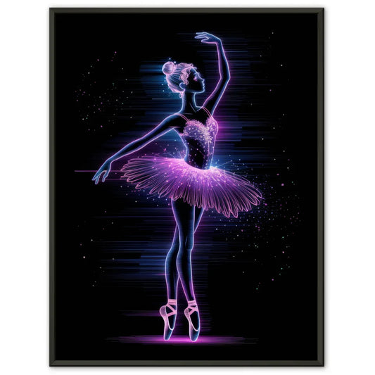 Poster futuristische Ballerina in neonleuchtendem Stil mit Magie