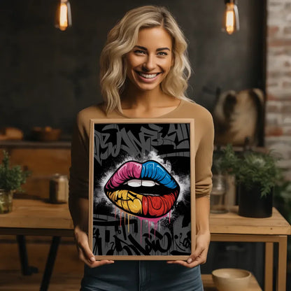 Kreativer Poster mit urbanen Lippen im Graffiti Stil 2